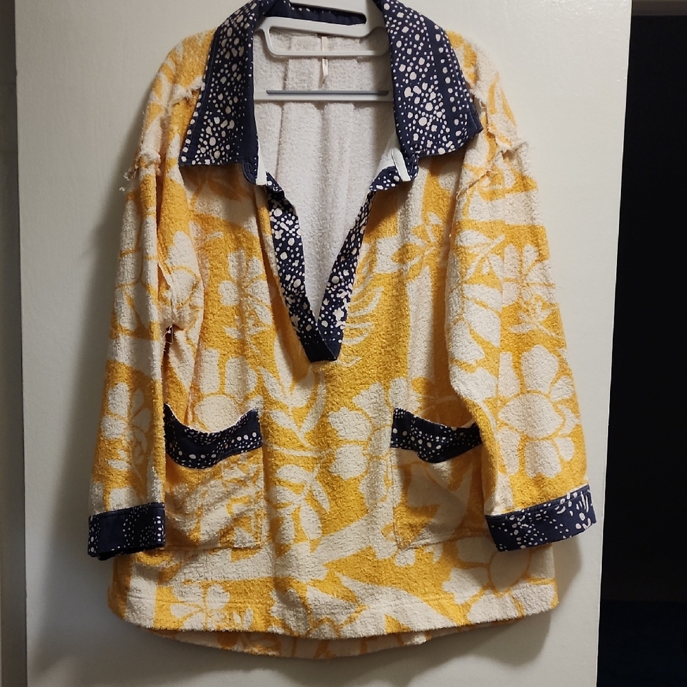 Free People Yellow and White Floral Beach Cover Up